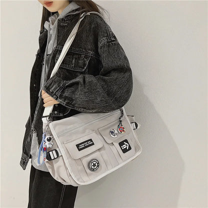 Aichashi Harajuku Men Nylon Crossbody Bags for Women Messenger Bag Girls School Book Bags Youth Canvas Handbags Shoulder Bag Sac Bolsas