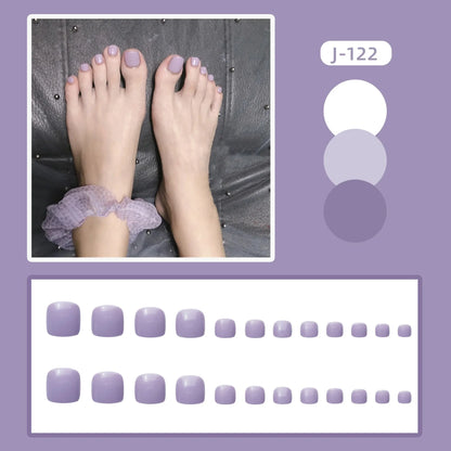 Aichashi 24pcs Solid Color Toenails French Minimalist Style Toenails Full Coverage Waterproof Removable Artificial Press on Nails False