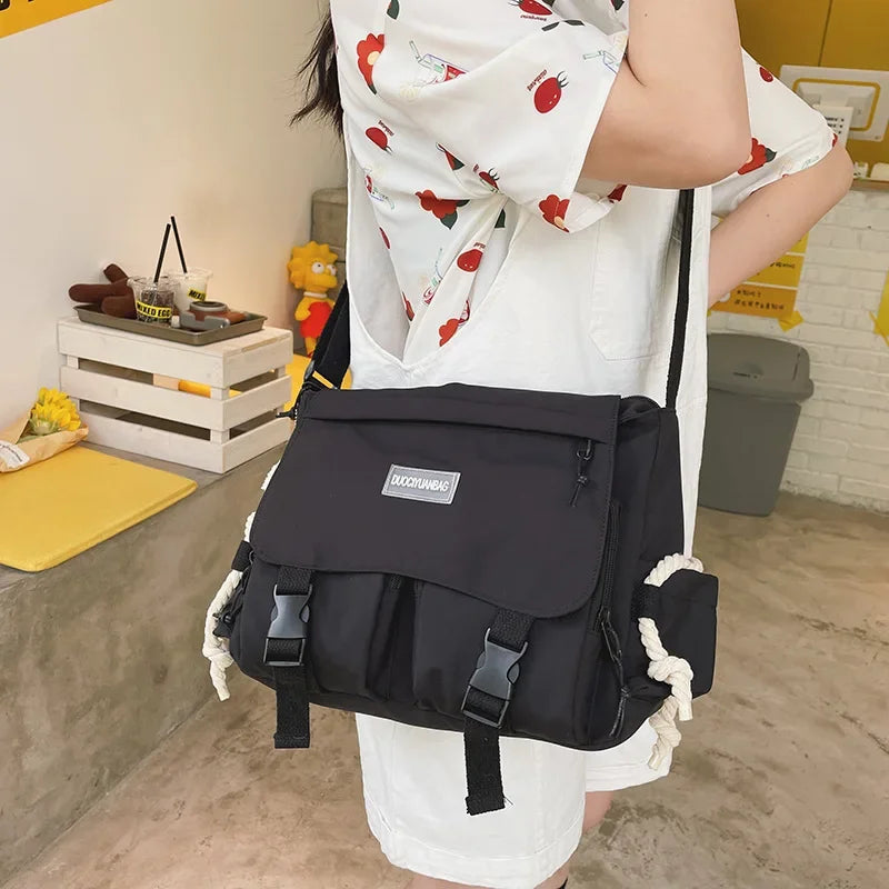 Aichashi BACK TO SCHOOL Korean Fashion Casual Big Bag Student School Bags for Teenage Girls Messenger Bag Shoulder Bag Crossbody Bags Women