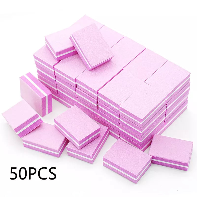 50Pc Professional Mini Nail Art buffer 100/180 Sandpaper Manicure Care File Sanding Polishing Nails File Grinding Equipment Tool