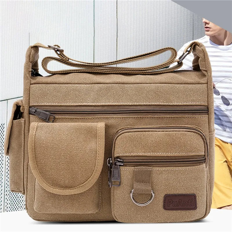 Aichashi Men Canvas Shoulder Bags Casual Tote Travel Men's Crossbody Bag Luxury Messenger Bags Fashion High Quality Handbag