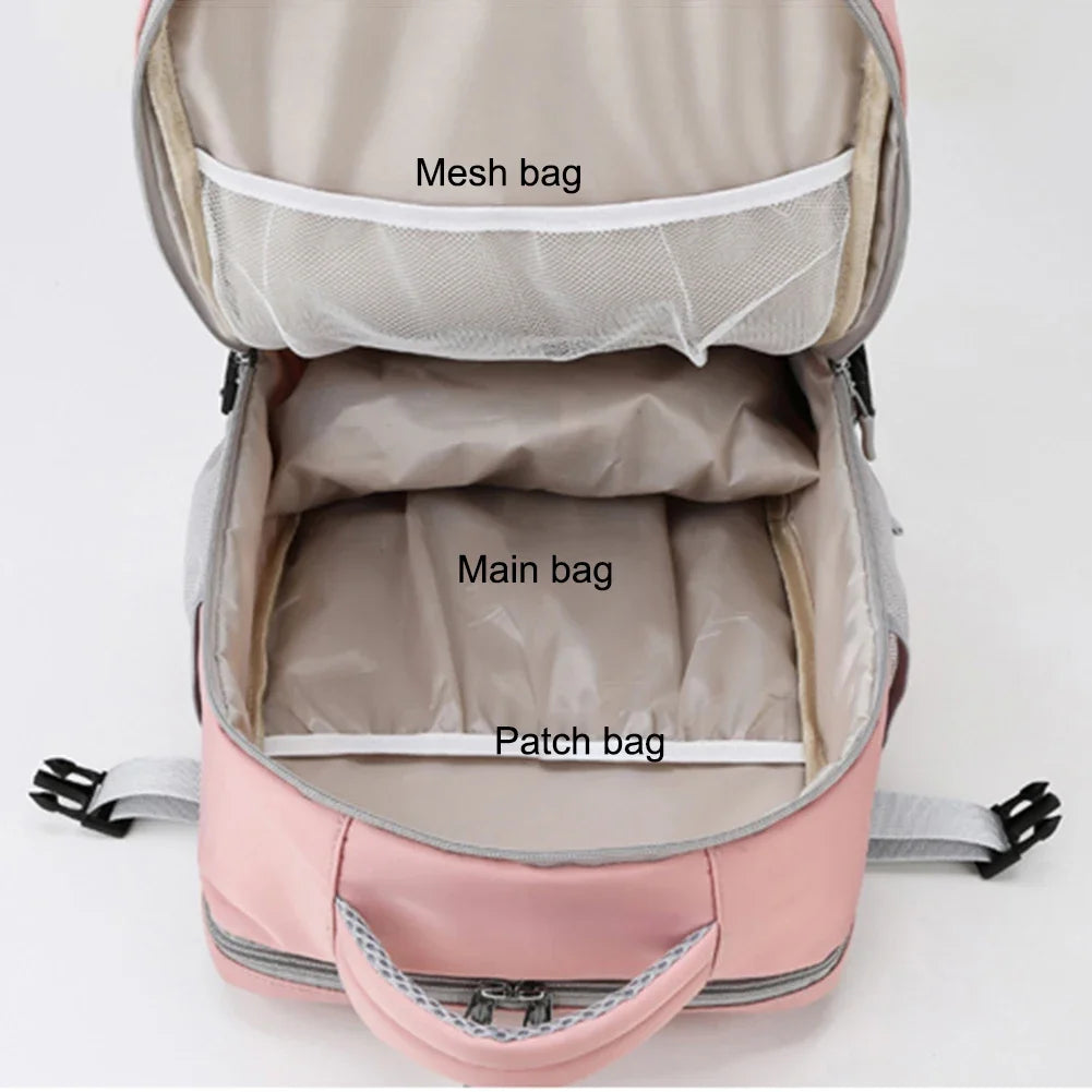 Aichashi BACK TO SCHOOL Airplane Travel Luggage Zipper Bags Large Capacity Women Shoulder Travel Backpack Sports Bag Luggage Storage Bag Bagpacks