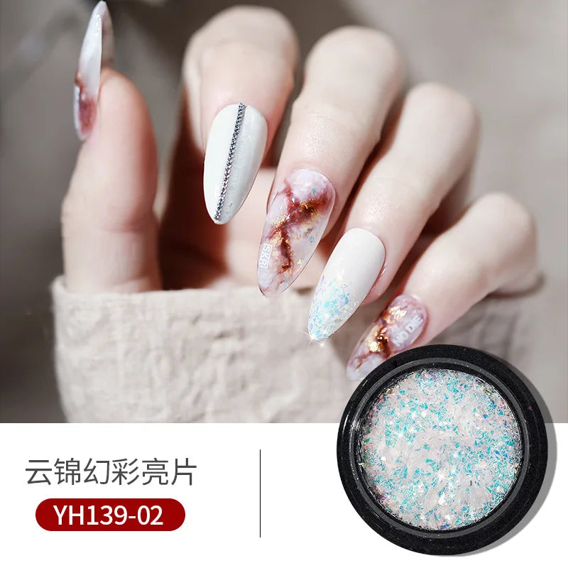 0.2g/jar Aurora Chrome Unicorn Nail Pigment Rainbow Mirror mermaid Nail Art Powder With 1-Sponge-Stick Unicorn Mirror Powder F-t