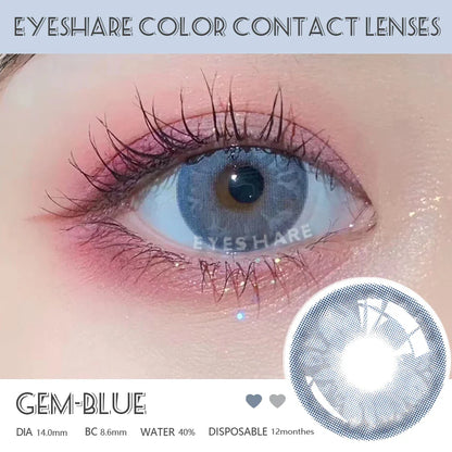 Aichashi Natural Color Contact Lenses for Eyes 2pcs GEM Series Colored Lens Blue Pink Contact Lens Yearly Cosmetic Contact Lens