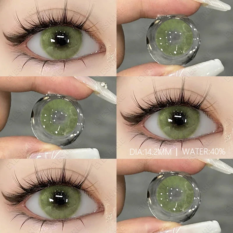 Aichashi 1 Pair Fashion Colored Contact Lenses for Eyes Natural Brown Lenses Yearly Blue Lenses Green Eye Contacts Colorful Lens