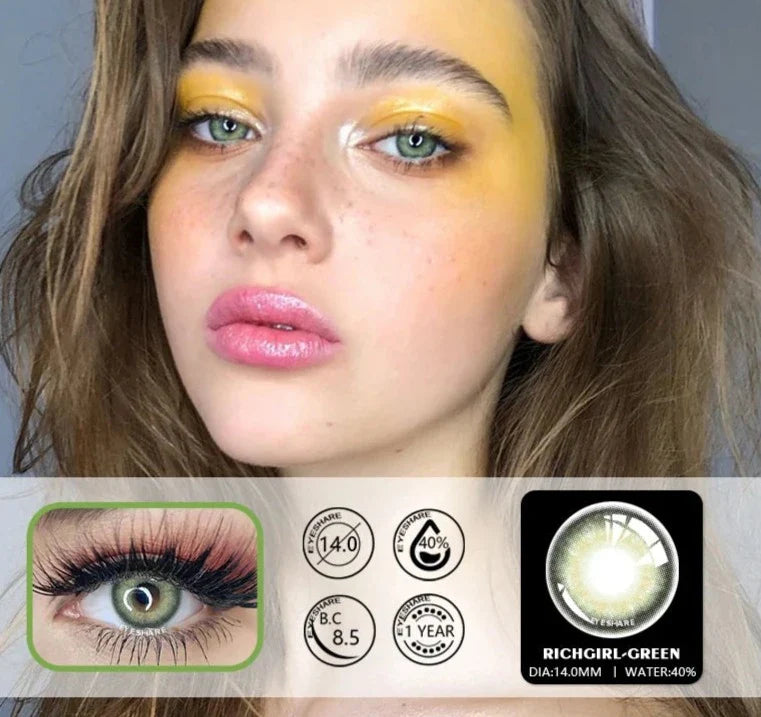 Aichashi 2pcs Natural Colored Contact Lenses For Eyes Blue Colored Contact Lens For Eyes Yearly Beautiful Makeup Contact Lenses