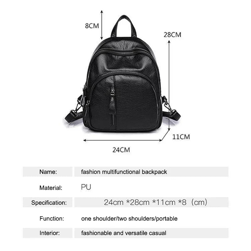 Aichashi 1PC Anti-theft Soft PU Leather Backpack Women Vintage Shoulder Bag Ladies Mini Travel Backpack School Bags Girls