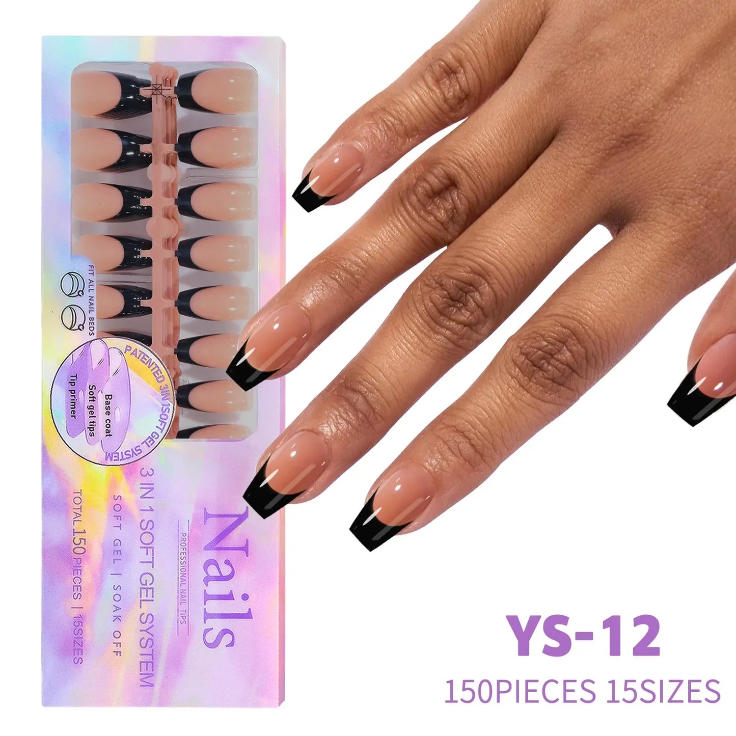 Aichashi 150pcs/boxed New False Nails Press On Nail Long Short Almond Nail Detachable French Style Wearing Manicure Fake Nail Patch