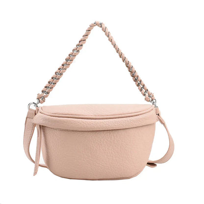 Aichashi Elegant Solid Colour PU Leather Waist Bags For Women Simple Design Fanny Pack Female Waist Pack Ladies Crossbody Chest Bag