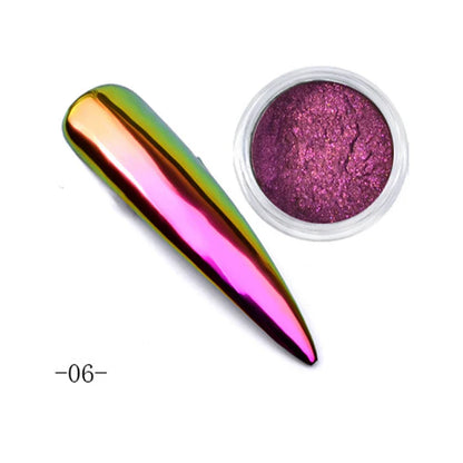 Aichashi Aurora Mirror Glitter Nail Art Powder Ice Chameleon Rubbing Pigment Dust Sparkly Charm Nails Design Accessory DIY Decorations