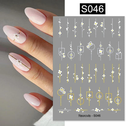 Aichashi 3D Laser Sakura Flower Nail Sticker Aurora Decals Glitter Star Butterfly Floral Adhesive Sliders Cherry Blooming Manicure