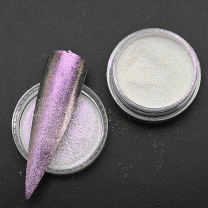 0.2g/jar Aurora Chrome Unicorn Nail Pigment Rainbow Mirror mermaid Nail Art Powder With 1-Sponge-Stick Unicorn Mirror Powder F-t