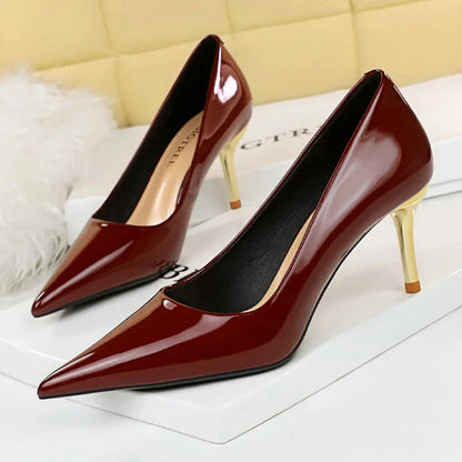 aichashi  -  Shoes Woman Pumps Patent Leather High Heels Shoes Women Occupation OL Office Shoes Stiletto Women Heels Plus Size 43