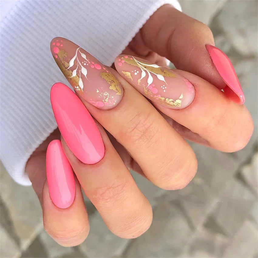 24Ps/Set Square Head Coffin Wearing False Nails Art Pink Matte French Fake Nails Leopard Artificial Acrylic White Press on Nails