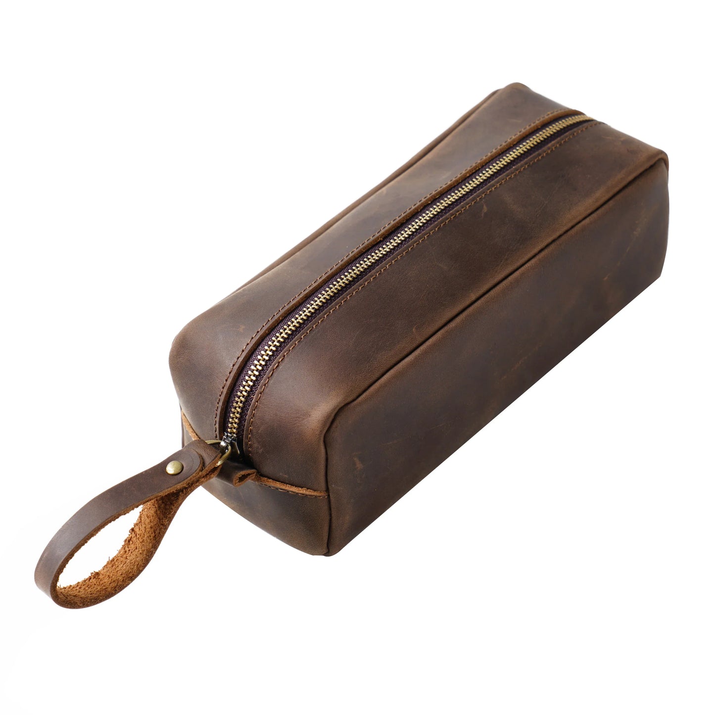 Aichashi BACK TO SCHOOL Large Capacity Pencil Case Genuine Leather Pen Pouch Zipper Cowhide School Bag Student Retro Stationery Storage Bag Pen Box