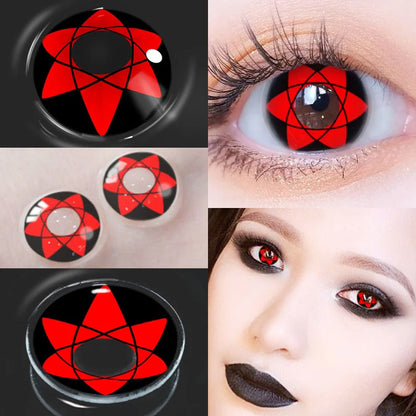 Aichashi 1Pair Halloween Colorful Contact Lenses for Eyes Multicolored Lenses Anime Cosplay Eye Lenses White Black Red Lenses