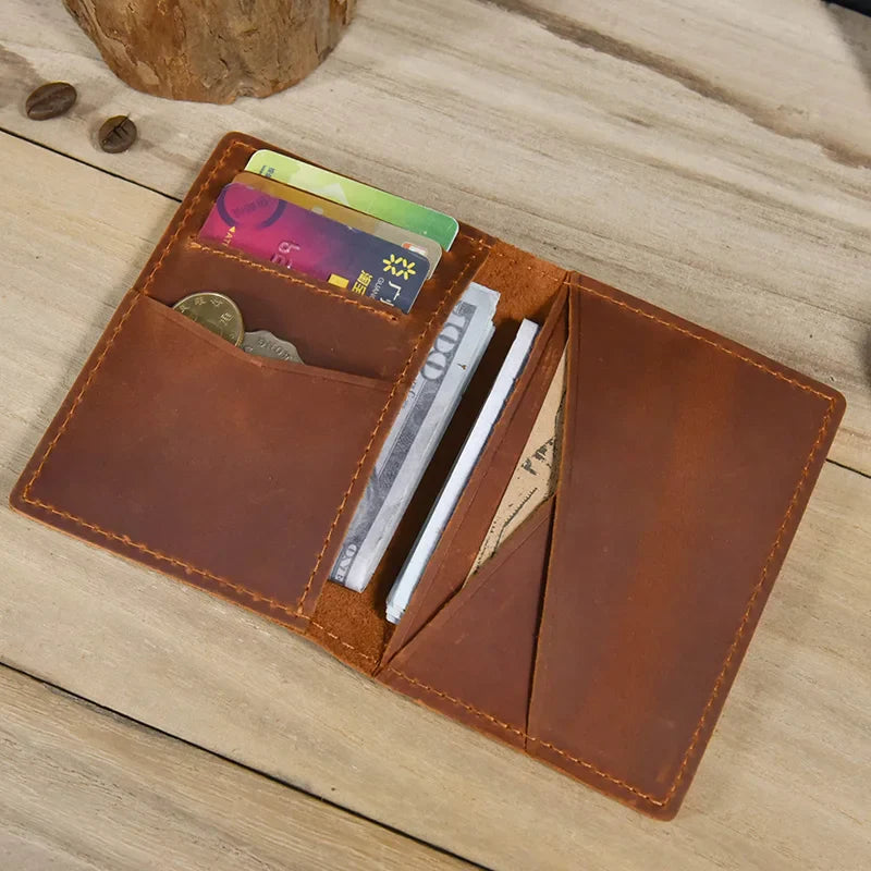 Aichashi Genuine Leather Short Wallet Men Wowen Simple Design Purse Credit Card Holder Change Coin Purse Male Mini Clutch Wallets