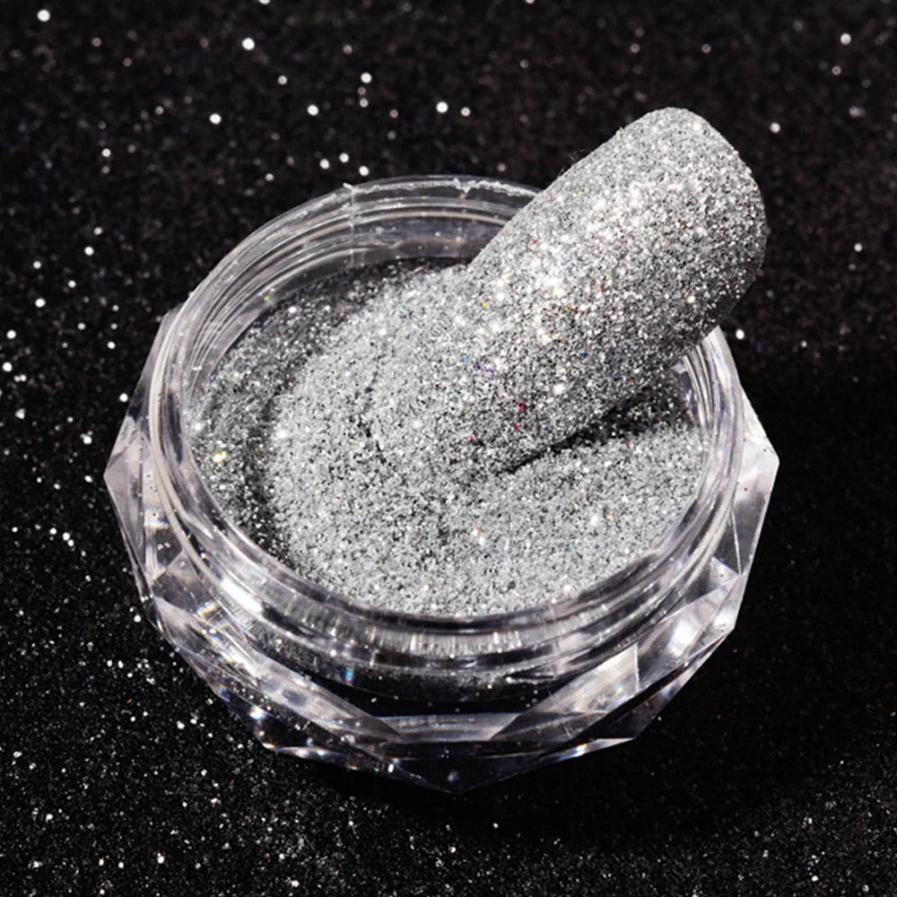 1Box Unicorn Holographic Nail Powder Silver Glitter Metallic Rub Dust Mirror Pigment Extra Fine Shiny Chrome For DIY Manicure*Y*