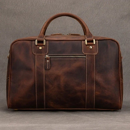 Aichashi Large Travel Bag Genuine Leather Vintage Style Luggage Bags Men Male Duffle Bags Travelling Bag Weekender Bags for Man