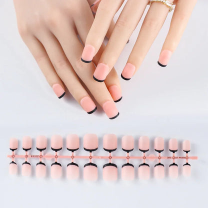 24Pcs/bag French False Nails Frosted Press on Fake Nail Tips Full Cover Artificial Fingernails Ballet Detachable