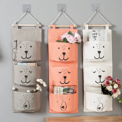 Aichashi Hanging Storage Bag 3 Pocket Waterproof Hanging Organizer for Dorm Living Room Bathroom Home Fabric Wall Closet Organizer