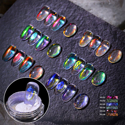 Aichashi Aurora Mirror Glitter Nail Art Powder Ice Chameleon Rubbing Pigment Dust Sparkly Charm Nails Design Accessory DIY Decorations