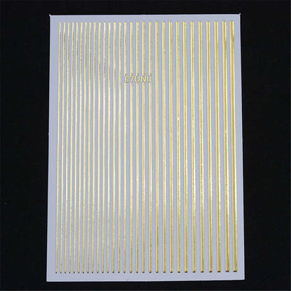 Aichashi 2PCS Gold Silver Lines Stripe DIY Nail Sticker Geometric Waved Self Adhesive Slider Papers Nail Art Transfer Stickers