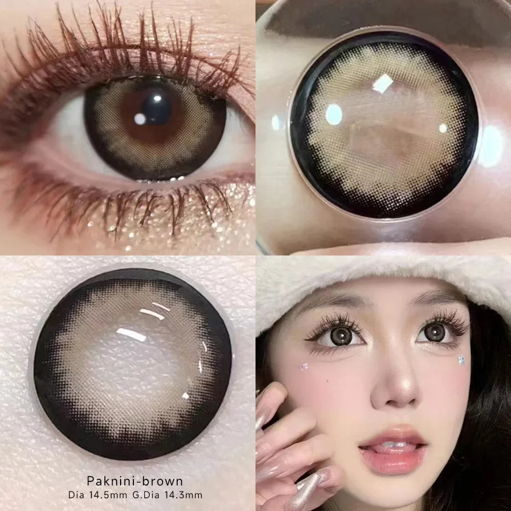 Aichashi 2PCS Brown Lenses Natural Contact Lenses for Eyes Super Beauty Eye Color Lenses Myopia Lenses With Diopters Prescription