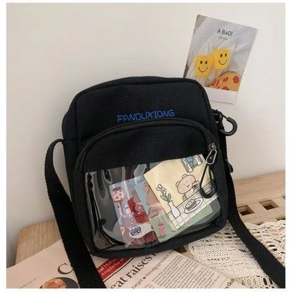 Aichashi Japanese Canvas Student Crossbody Bags for Women Cartoon Small Shoulder Bag Cute Fashion Kawaii Girl Messenger Bag Phone