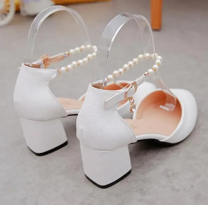 Aichashi spring and summer with the female shoes shallow baotou sandals rough with 6 cm high heels Sandalias femeninas x63