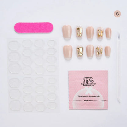 Artificial Nail French Cat Eyes Red Nails Set Long/Short Press on Nails Handmade Acrylic Reusable Fake Nails with Glue Stick-on