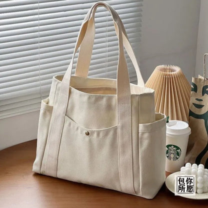 Aichashi Large Capacity Canvas Tote Bags for Work Commuting Carrying Bag College Style Student Outfit Book Shoulder Bag