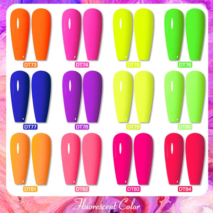 Aichashi 12Pcs Fluorescent Gel Nail Polish Set 7ML Neon Vernis Semi Permanent Soak Off UV Led Hybrid Gel Varnishes Base Top Coat Kits