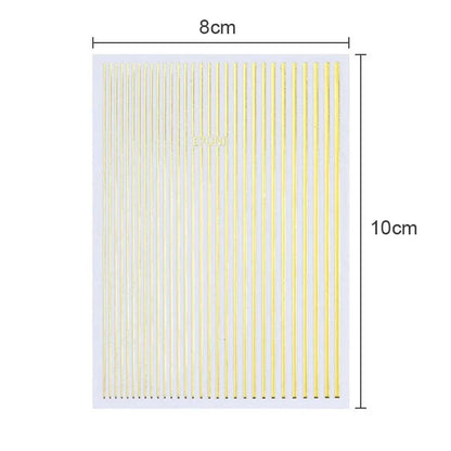 Aichashi 2PCS Gold Silver Lines Stripe DIY Nail Sticker Geometric Waved Self Adhesive Slider Papers Nail Art Transfer Stickers