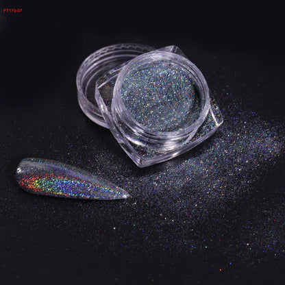 1Box Unicorn Holographic Nail Powder Silver Glitter Metallic Rub Dust Mirror Pigment Extra Fine Shiny Chrome For DIY Manicure*Y*