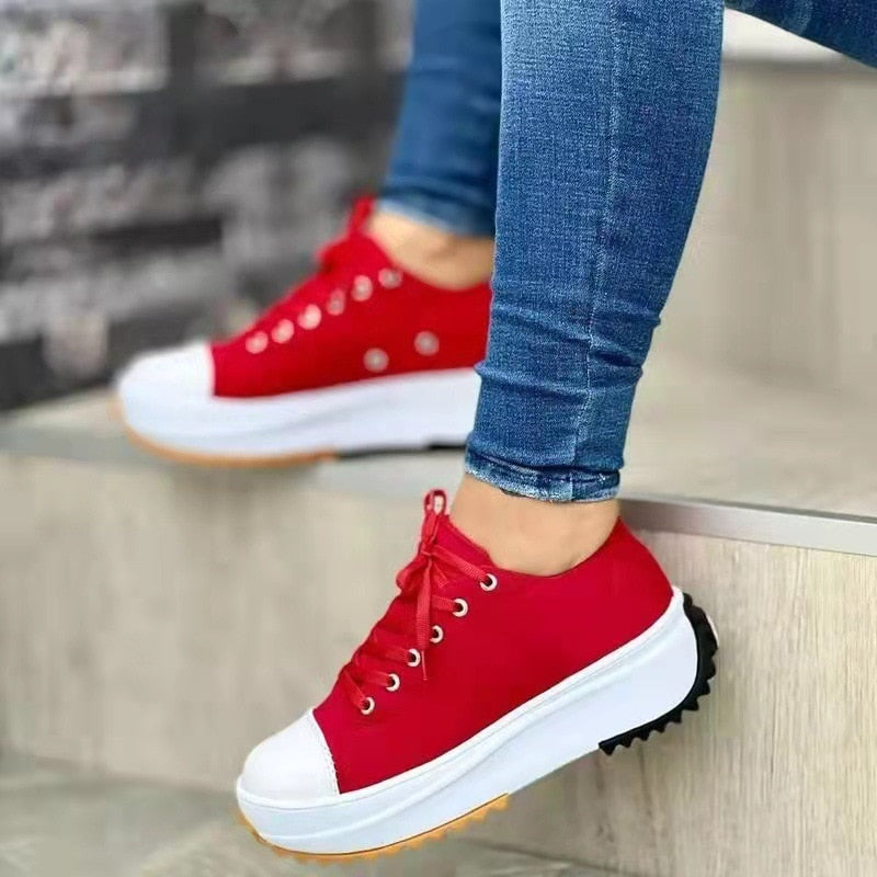 Aichashi New Woman Platform Sneakers Women Casual Shoes Female Canvas Shoes Tennis Ladies Shoes Chunky Sneakers Lace Up Shoe Plus Size