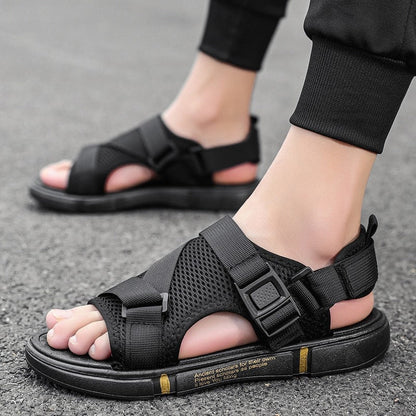 Aichashi Sandals Soft Men Comfortable Non-Slip Men Shoes High Quality Woven Beach Sandals Mens Gladiator Sandals Summer Casual Flat Shoes