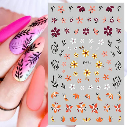 Aichashi 3D Laser Sakura Flower Nail Sticker Aurora Decals Glitter Star Butterfly Floral Adhesive Sliders Cherry Blooming Manicure