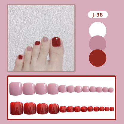 Aichashi 24pcs Solid Color Toenails French Minimalist Style Toenails Full Coverage Waterproof Removable Artificial Press on Nails False