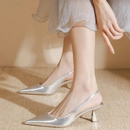 aichashi Mujer Sexy Thin Heels Party Women's Pumps Summer Women Shoes Pointed Toe Fashion High Heel Comfortable Shallow Shoes Silver