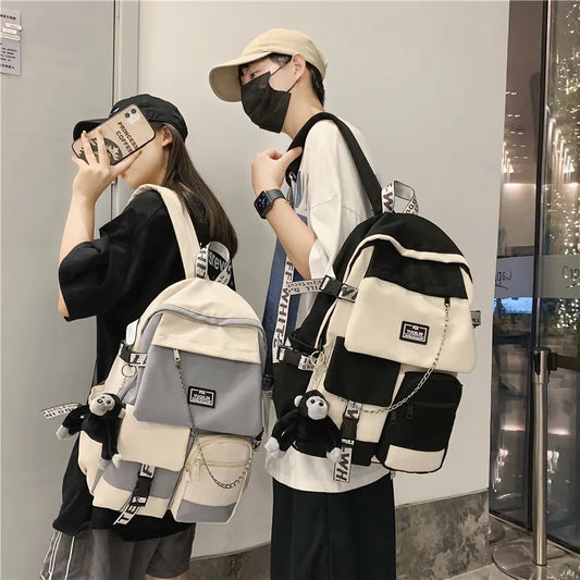 Aichashi BACK TO SCHOOL Korean Schoolbag Female Student Backpack Large Capacity Fashion Boy Backpack Computer Bag Femal School Backpack  School Bags