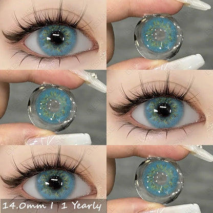 Aichashi 1pair Natural Color Contact Lenses for Eyes Fashion Blue Contact Lenses Beauty Makeup Brown Eyes Contacts Lenses 14.0mm