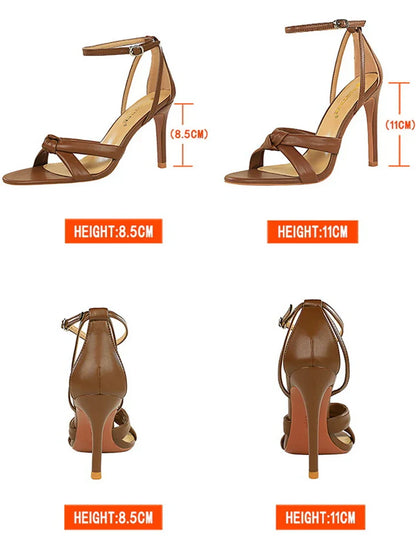 aichashi  -  Shoes Open Toe Women Sandals Summer High Heels Stilettos Hollow Out Heeled Sandals Leather Women Pumps Sexy Party Shoes