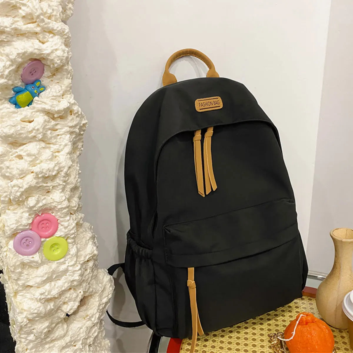 Aichashi Kawaii Large-capacity All-match Backpack Korean Version Simple Storage Bag Back to School Office Supplies Cute Stationery