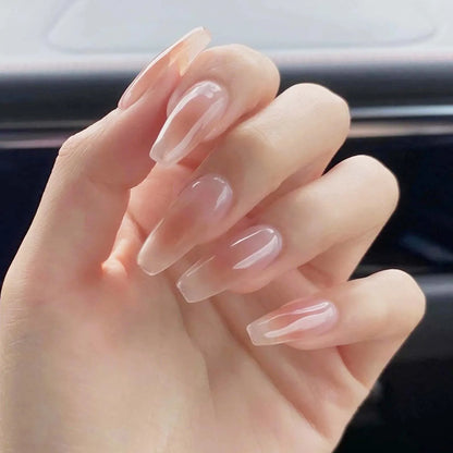 24pcs Nude Pink Blush False Nails Short Simple Korean Fake Nails for Girls Lady Wearable Full Cover Press On Nails