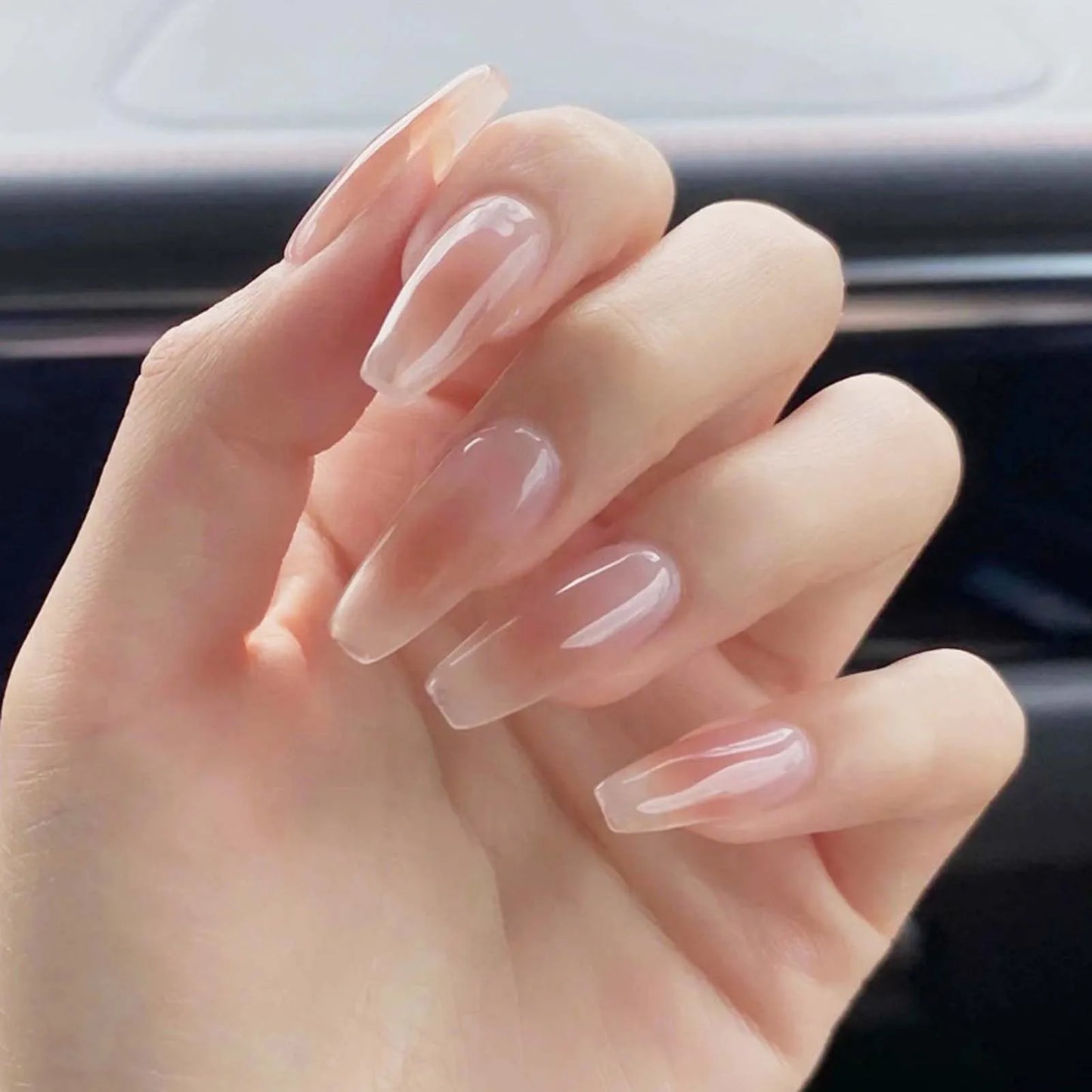 24pcs Nude Pink Blush False Nails Short Simple Korean Fake Nails for Girls Lady Wearable Full Cover Press On Nails