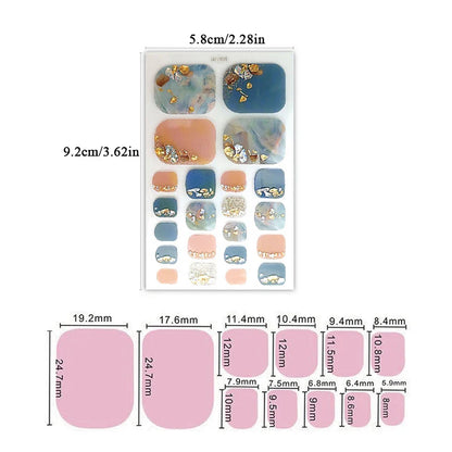 Aichashi 22 Tips Toe Nail Wraps Full Cover Nails Sticker Art Decorations Manicure Nail Vinyls Adhesive Nails Deco For Women Girls DIY