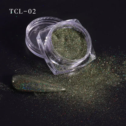 1Box Laser Nail Glitter Holographic Powder for Nails Mirror Polishing Chrome Pigments Shimmer Dip Powders Nail Art Decorations