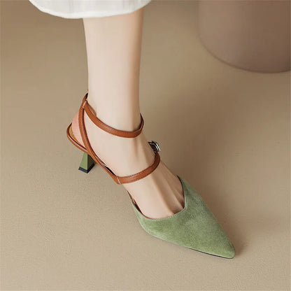 Aichashi New Sheep Suede Summer Sandals Pointed Toe Sandals Shoes for Women Handmade Women Sandals Zapatos De Mujer Gladiator Shoes