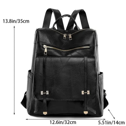 aichashi Vintage Women's Bag Large Capacity Leather Daily Commute Travel Women's Backpack Shopping